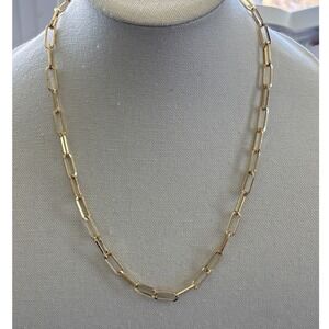 Necklace Gold Tone Paperclip Chain Lobster Clasp Modern Style New